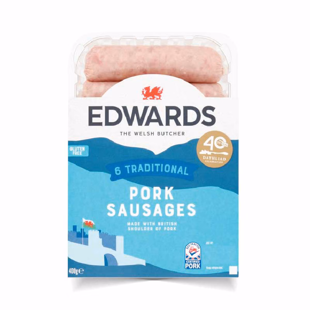 Edwards Traditional Pork Sausages (400g/pack | 6pack/case | Frozen) - by Case