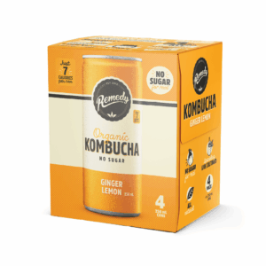 Remedy - Organic Kombucha Ginger Lemon (250ml/can | 4-cans-pack | 6x4-pack/case) - by Case