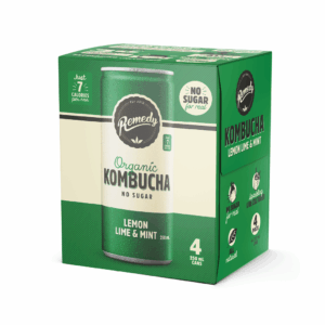 Remedy - Organic Kombucha Lemon Lime & Mint (250ml/can | 4-cans-pack | 6x4-pack/case) - by Case